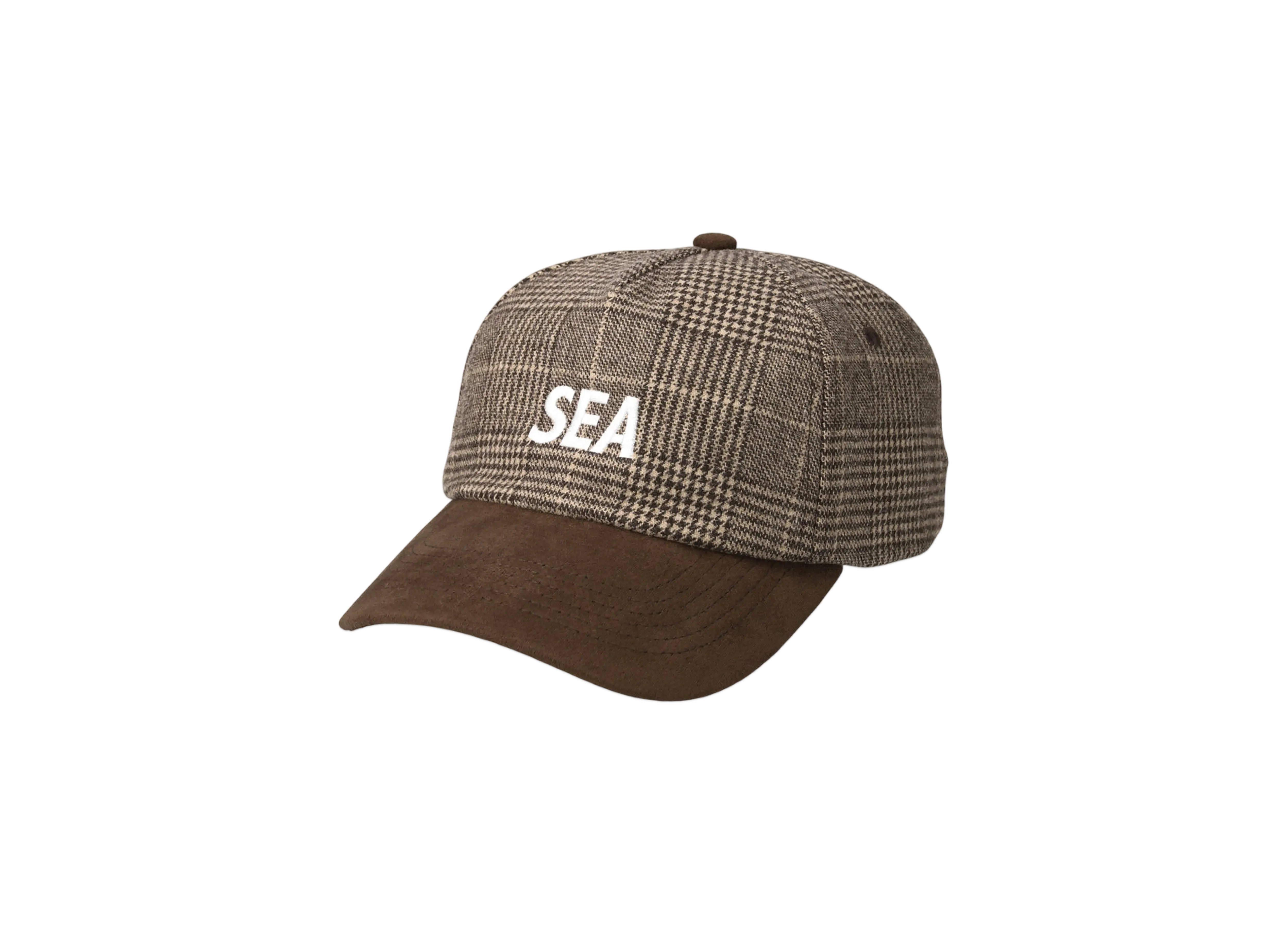 WIND AND SEA Logo Suede Check Cap "Brown"