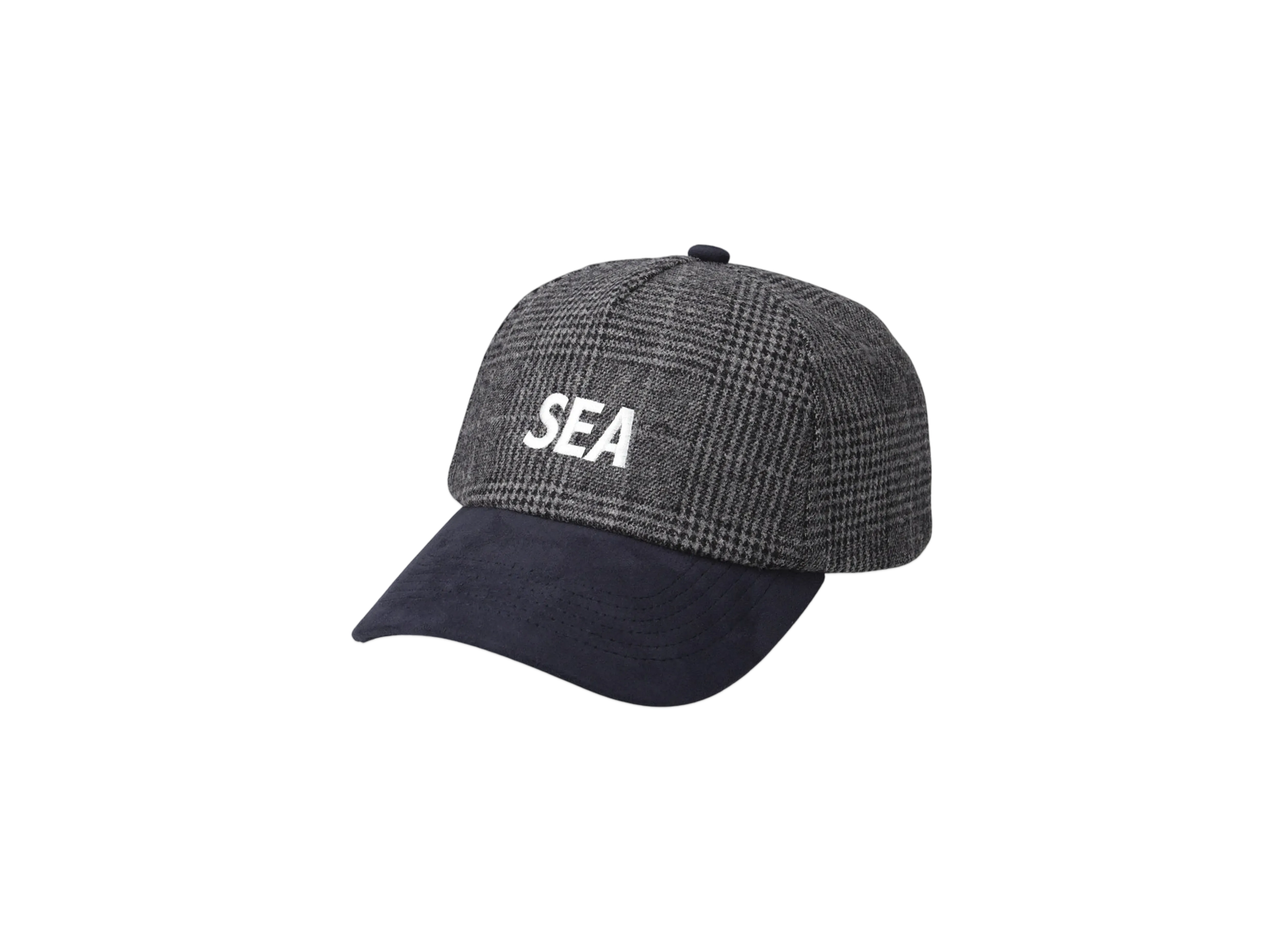 WIND AND SEA Logo Suede Check Cap "Navy"