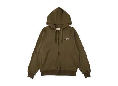 WIND AND SEA ES_W_Zip-Up Hooded Waffle Shirt "Olive"
