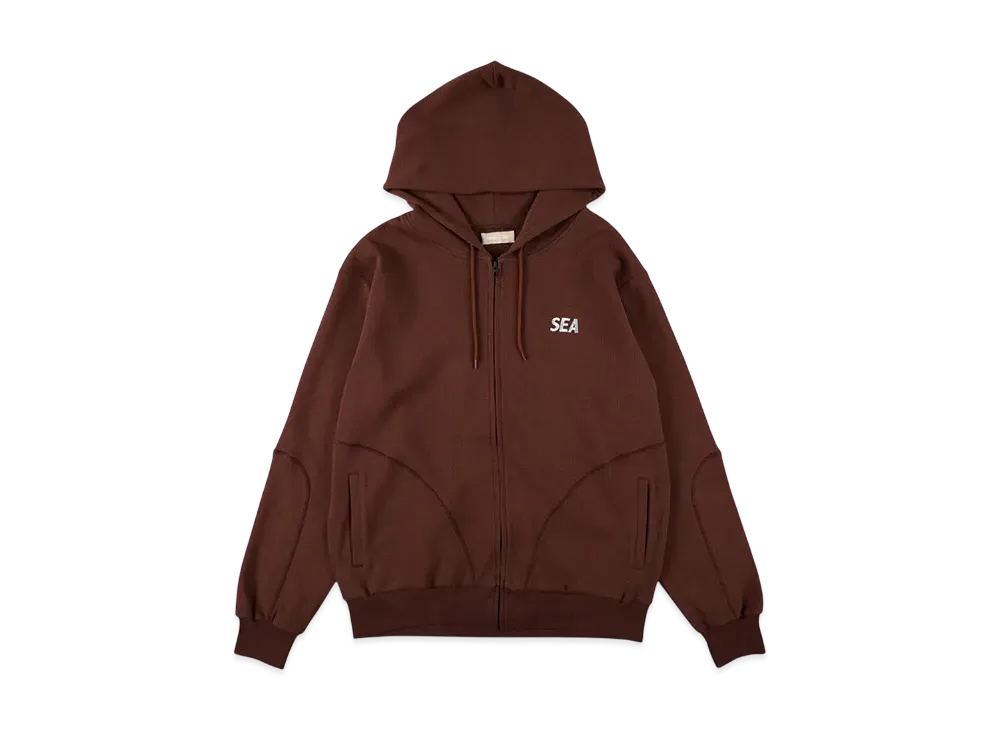 WIND AND SEA ES_W_Zip-Up Hooded Waffle Shirt "Brown"
