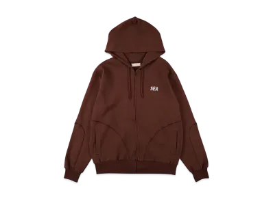 WIND AND SEA ES_W_Zip-Up Hooded Waffle Shirt "Brown"