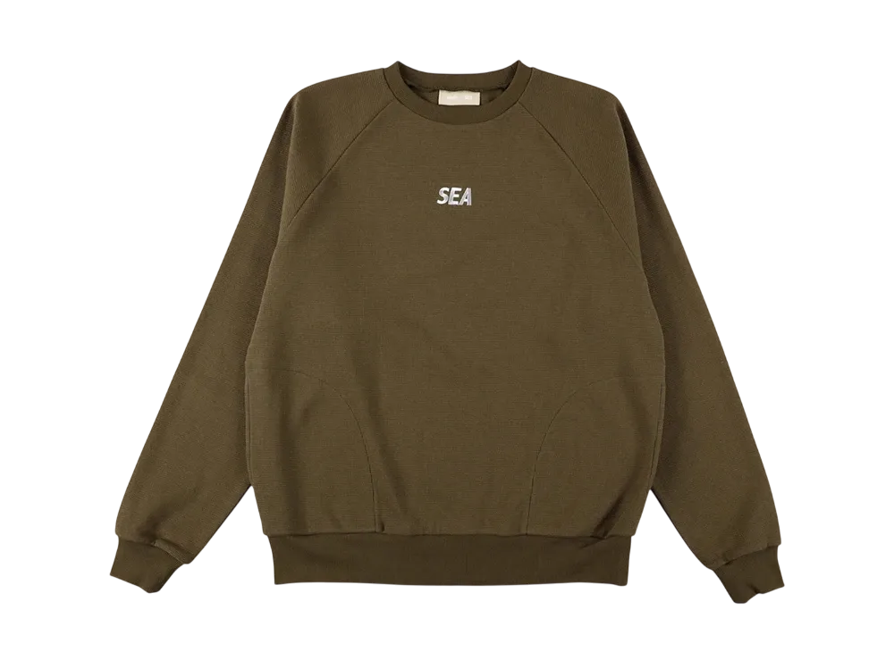WIND AND SEA ES_W_Raglan Crew Neck Waffle Shirt "Olive"
