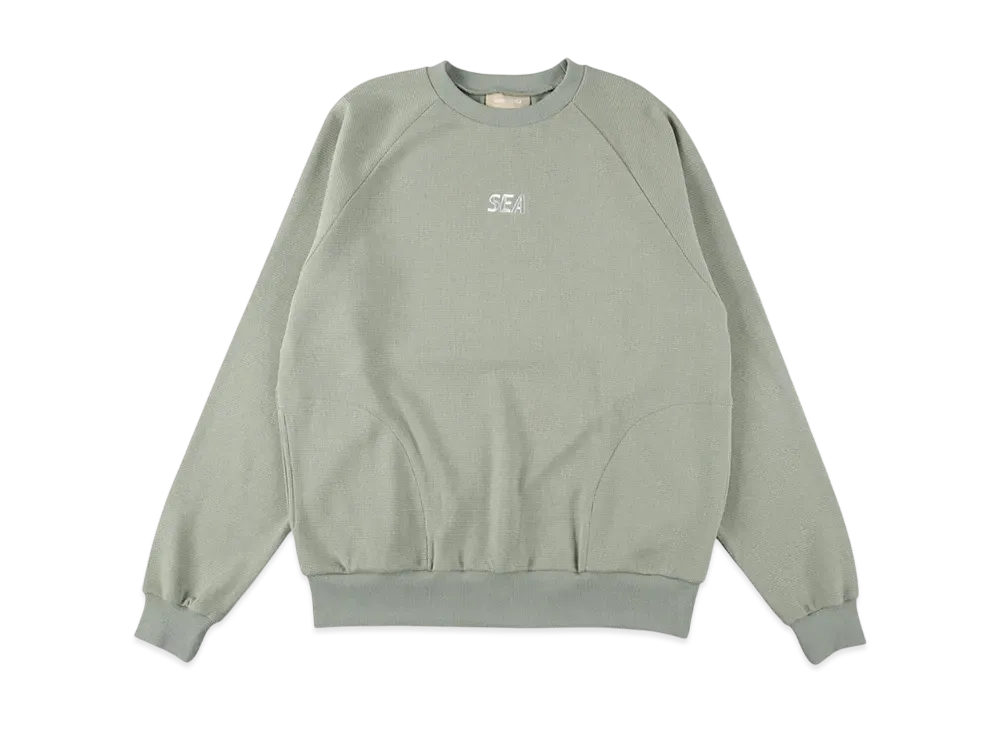 WIND AND SEA ES_W_Raglan Crew Neck Waffle Shirt "Sage"