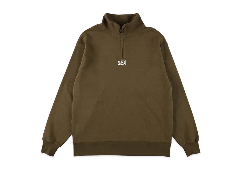 WIND AND SEA ES_W_Half Zip Waffle Shirt "Olive"