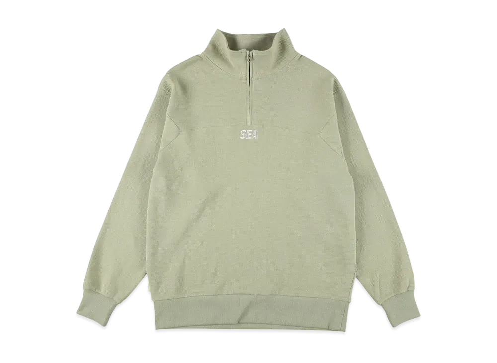 WIND AND SEA ES_W_Half Zip Waffle Shirt "Sage"
