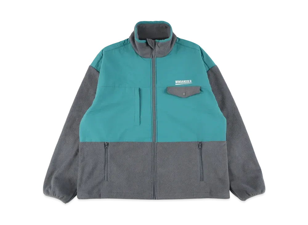 WIND AND SEA Fishnet Recycled Nylon Fleece Zipup Blouson "Sea_Foam"