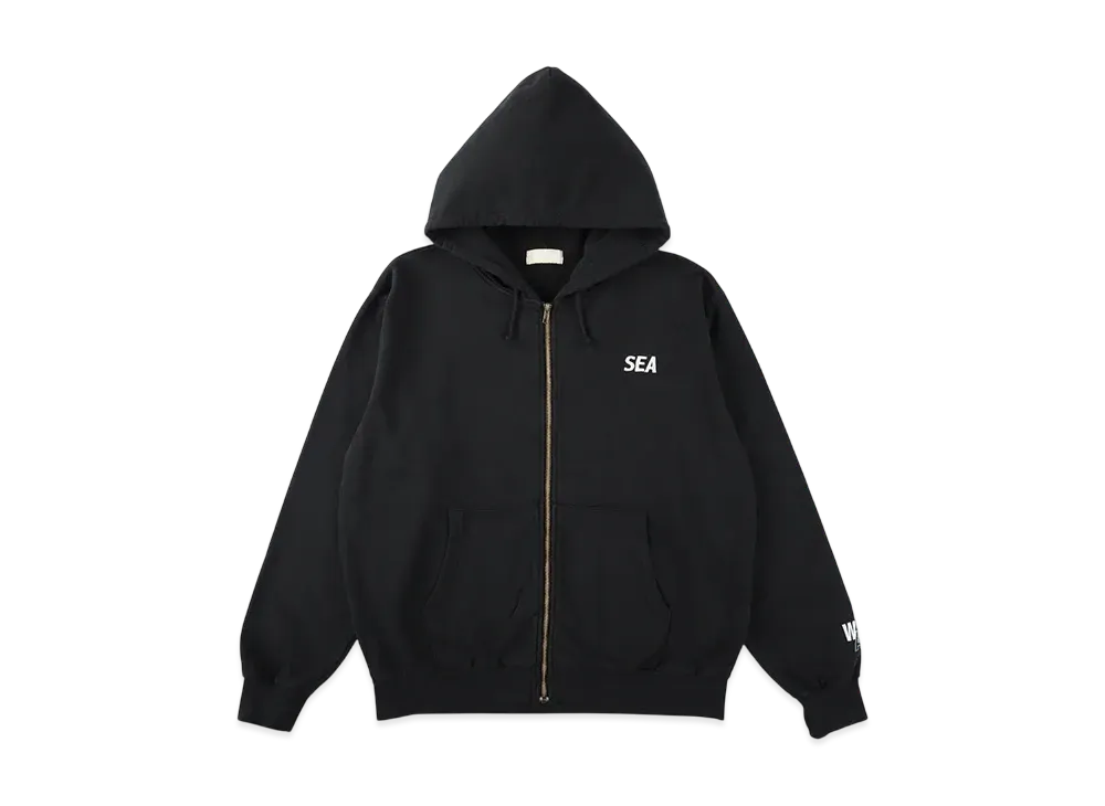 WIND AND SEA Glitch Limited Edition Black Over Dye Zip-up Hooded Sweatshirt "Black_Wh"