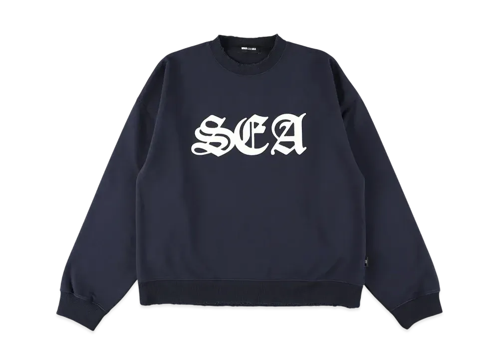 WIND AND SEA Leather Patch Sweatshirt "Navy"