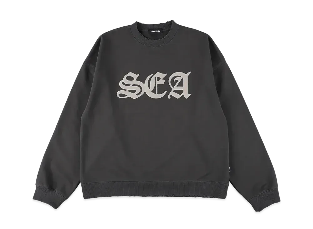 WIND AND SEA Leather Patch Sweatshirt "Black"