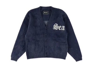 WIND AND SEA Shaggy Knit Cardigan "Navy"