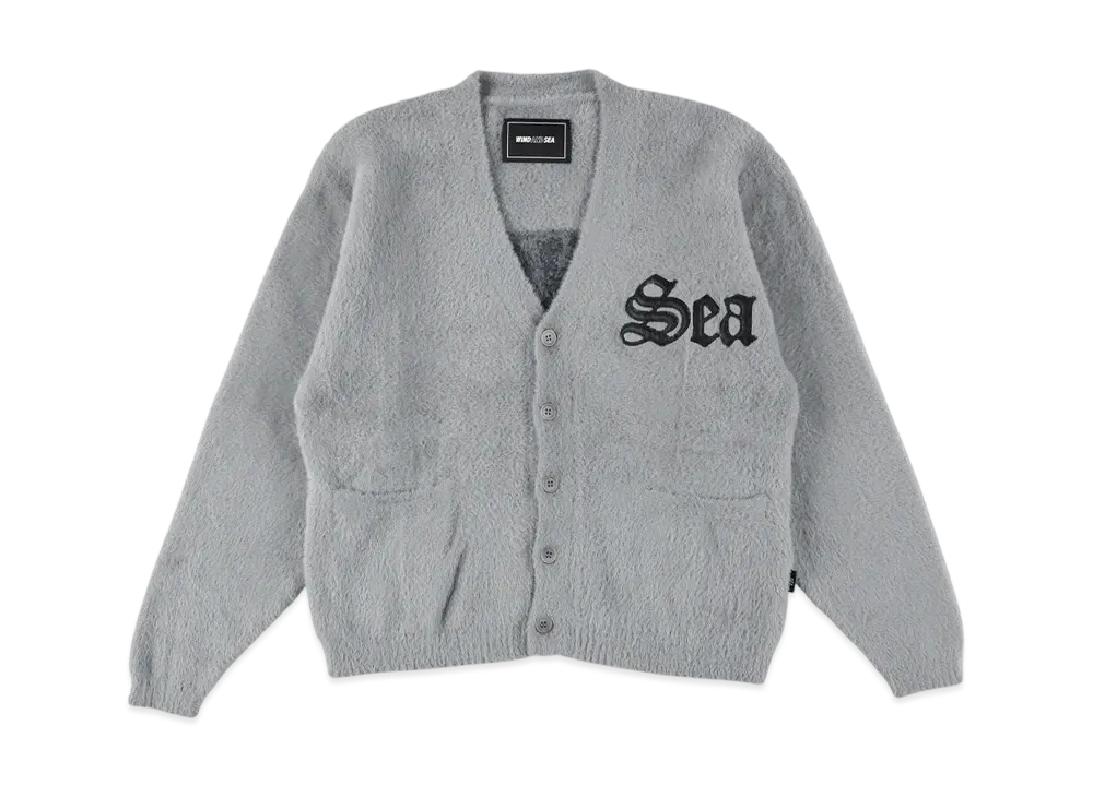 WIND AND SEA Shaggy Knit Cardigan "Gray"