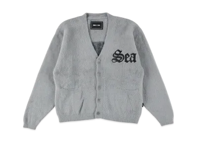 WIND AND SEA Shaggy Knit Cardigan "Gray"