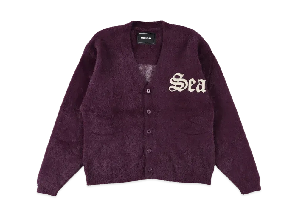 WIND AND SEA Shaggy Knit Cardigan "Purple"