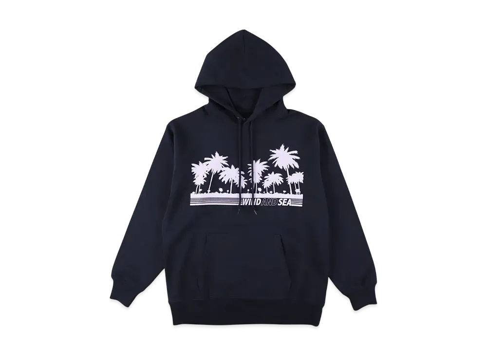 WIND AND SEA Palm Tree Logo Hooded Sweatshirt "Navy"