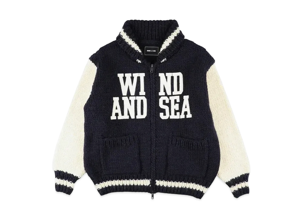 WIND AND SEA Patch Logo Cowichan Jacket "Navy"