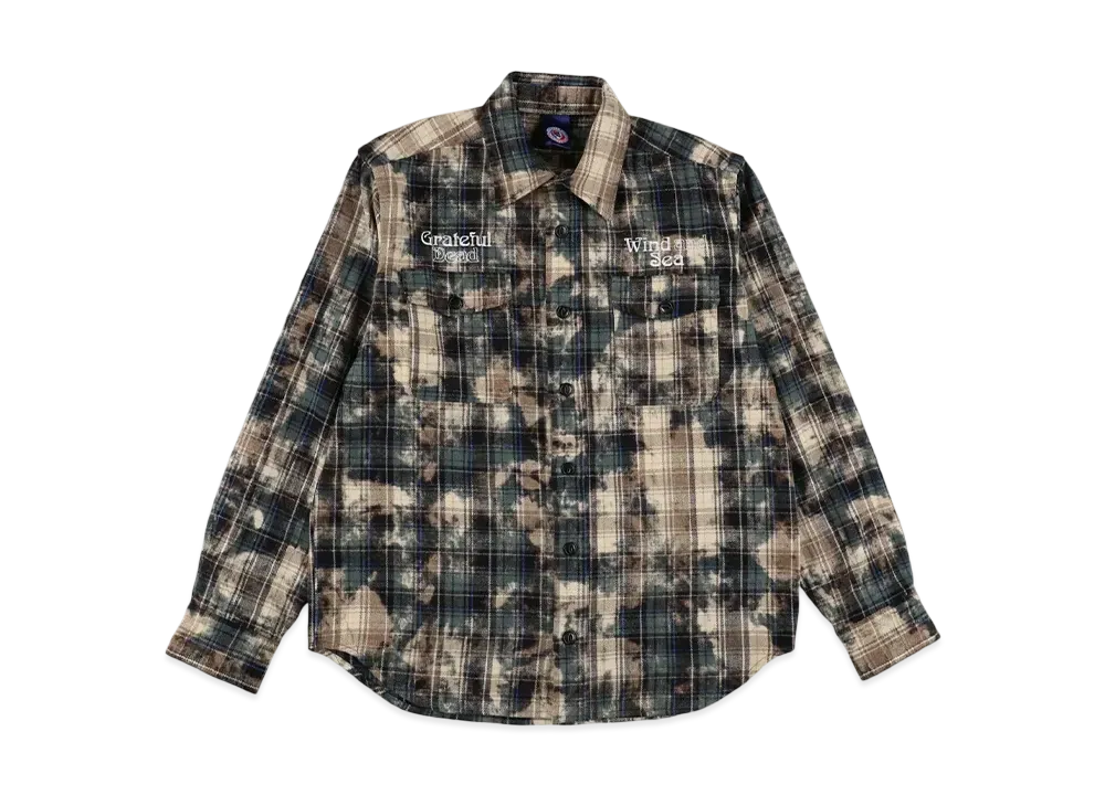 WIND AND SEA x Grateful Dead Dameged Heavy Plaid Shirt "Green"