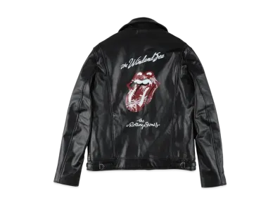 WIND AND SEA x The Rolling Stones Leather Riders Jacket "Black"