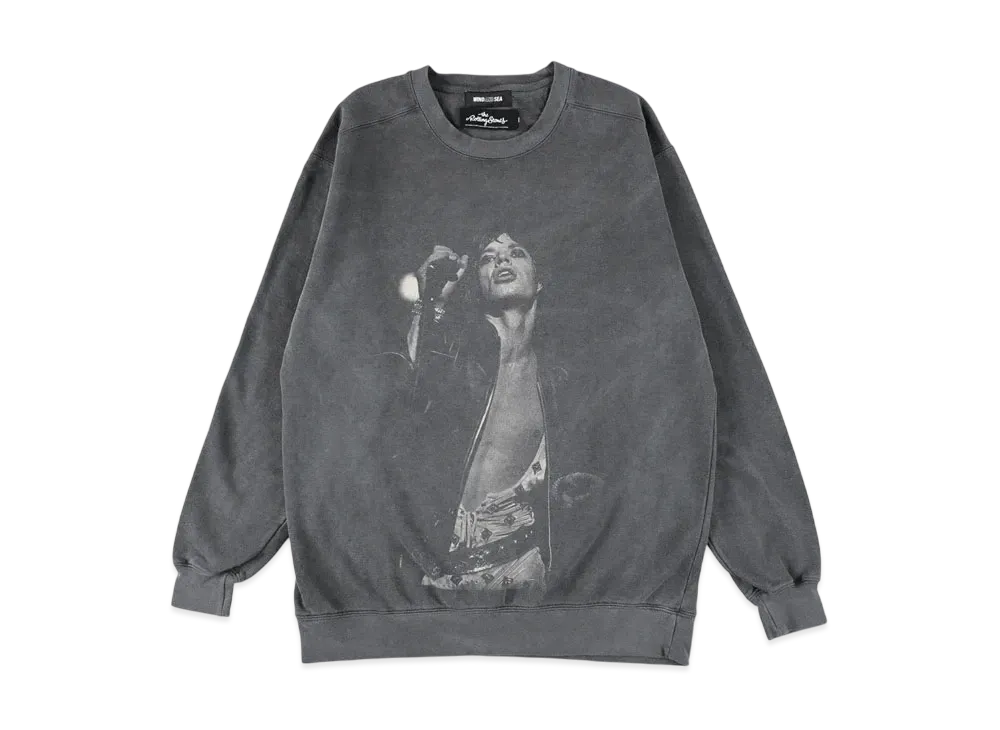 WIND AND SEA x The Rolling Stones MIck Jagger Crewneck Sweatshirt "Black"