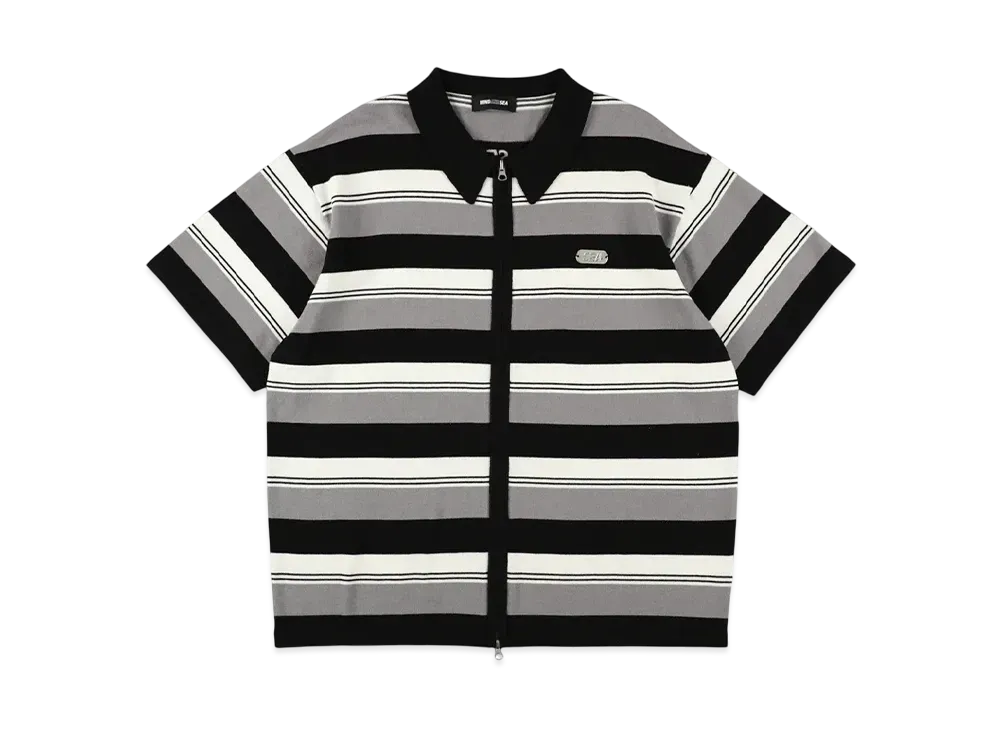 WIND AND SEA Stripe Knit Zip Up Shirt 