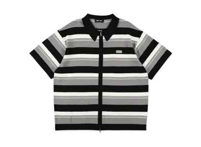 WIND AND SEA Stripe Knit Zip Up Shirt "Black"