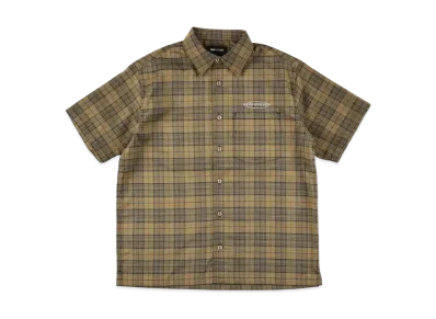 WIND AND SEA Patched Plaid S/S Shirt "Beige"