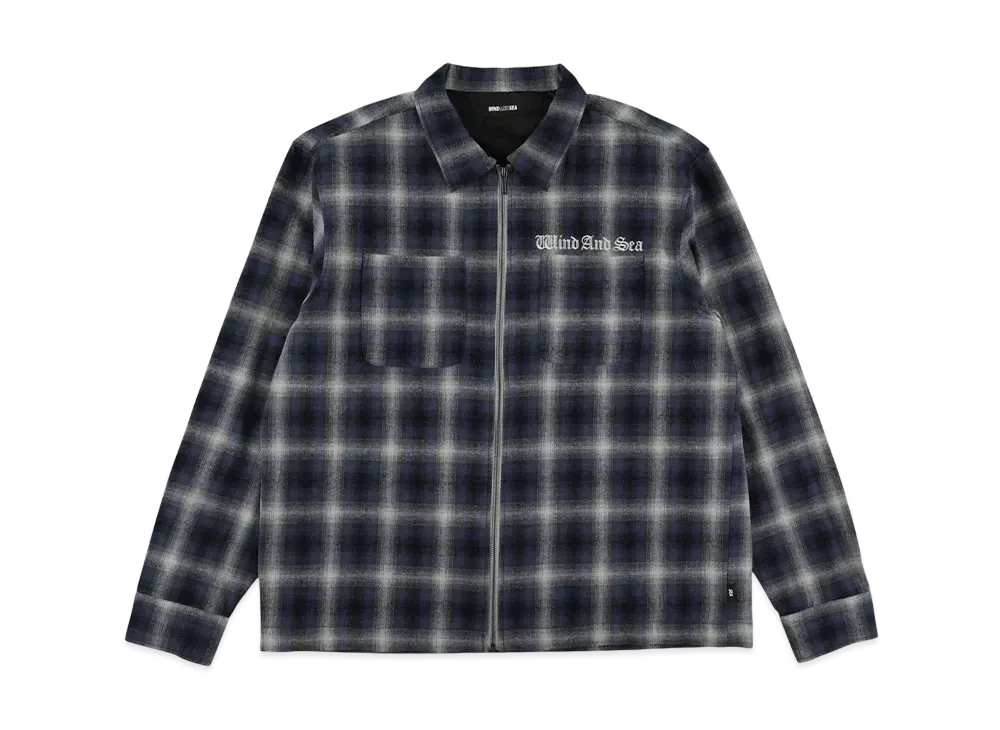 WIND AND SEA Plaid Pattern Zip Shirts "Blue"