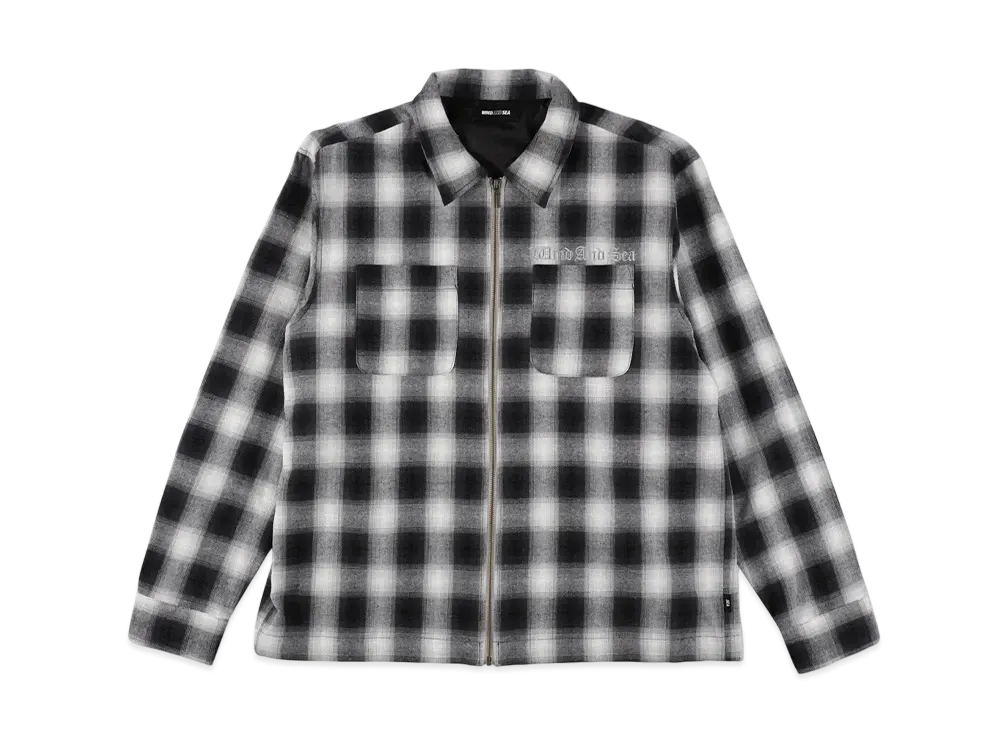 WIND AND SEA Plaid Pattern Zip Shirts "Black"