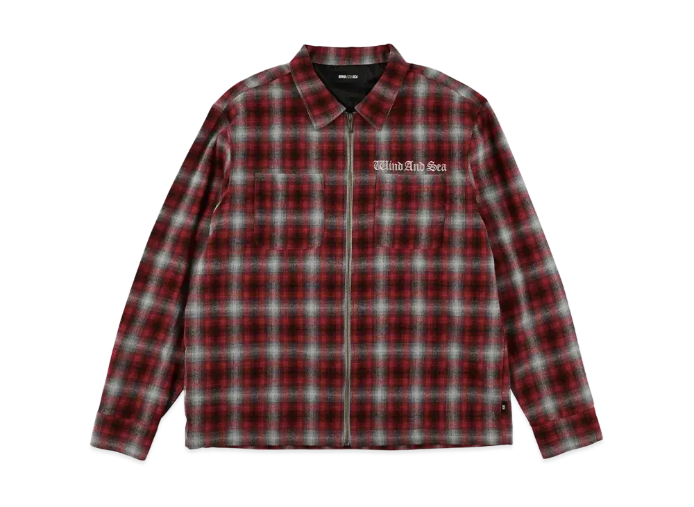 WIND AND SEA Plaid Pattern Zip Shirts "Red"