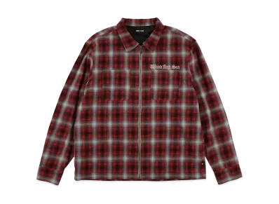 WIND AND SEA Plaid Pattern Zip Shirts "Red"