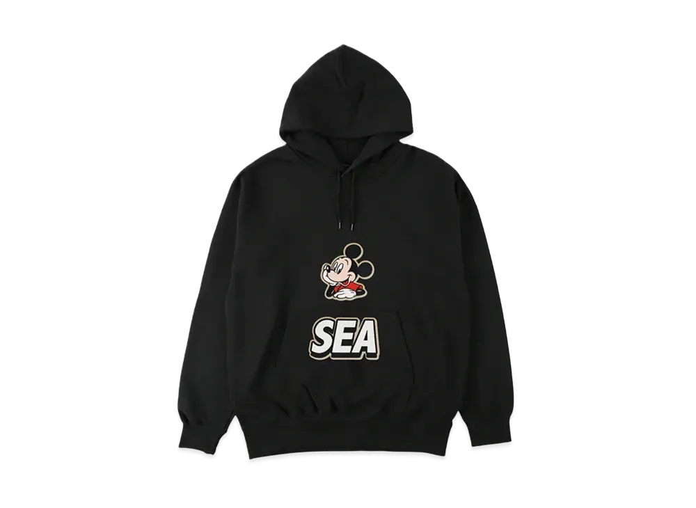 WIND AND SEA x Disney Mickey Front Pocket Hooded Sweat Shirt "Black"