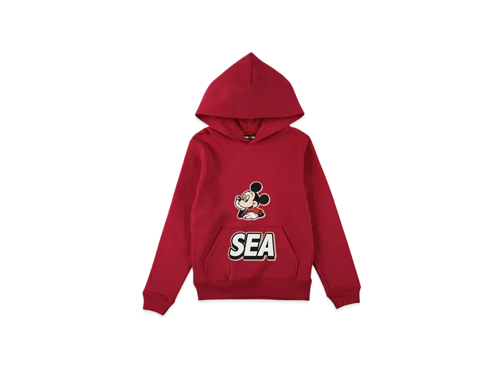 WIND AND SEA x Disney Mickey Front Pocket Hooded Sweat Shirt Kids "Red"