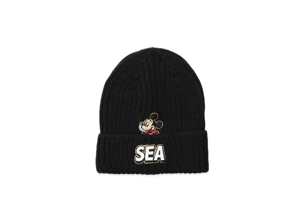 WIND AND SEA x Disney Mickey Patch Beanie "Black"