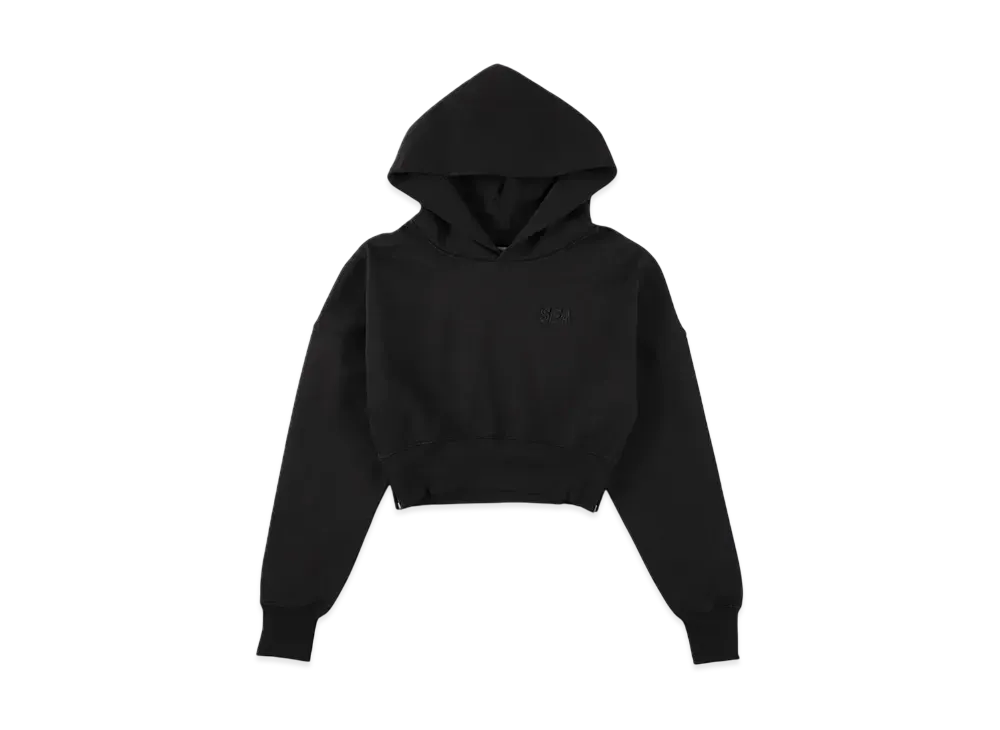 WIND AND SEA Cozy Cropped Hooded Sweatshirt(Ladies) "Black"