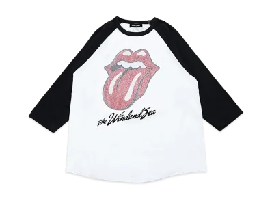 WIND AND SEA x The Rolling Stones Raglan Sleeve Rhine Stones Tee "WhiteRed"