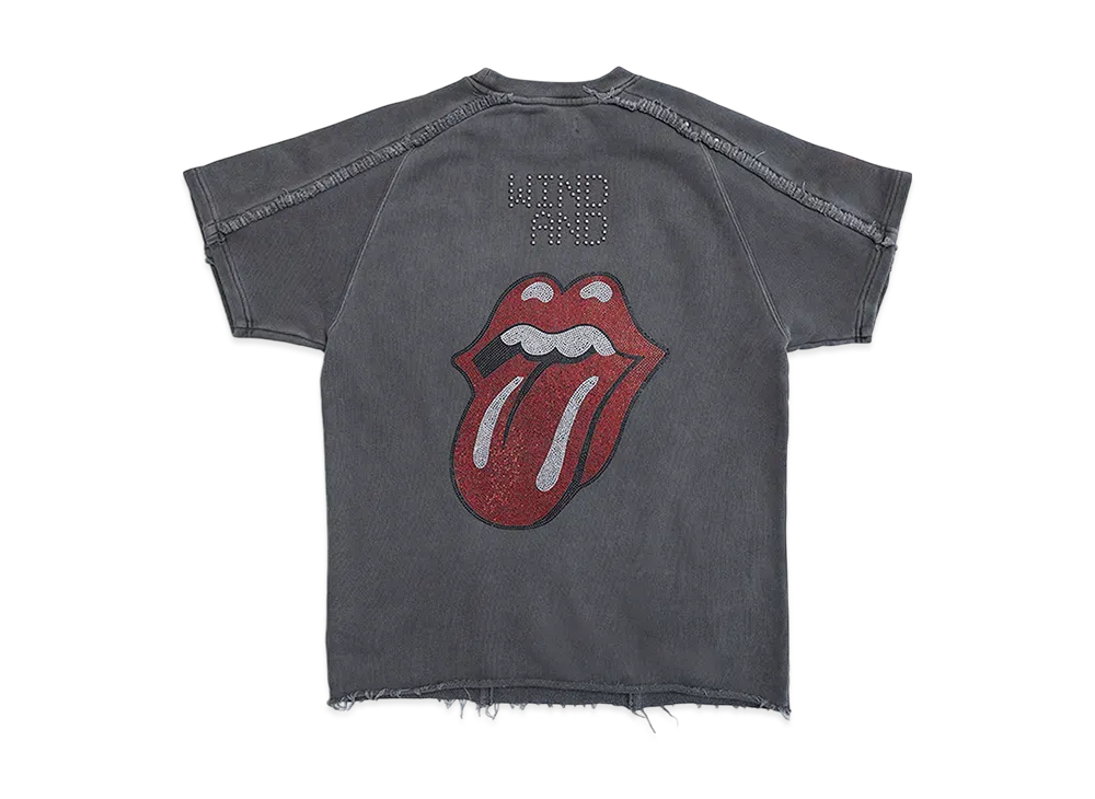 WIND AND SEA x The Rolling Stones Studs And Rhine Stones S/S Tee "Chacoal"