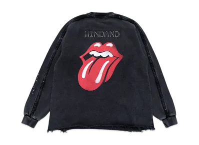 WIND AND SEA x The Rolling Stones Studs And Rhine Stones Crewneck Sweatshirt "Black"