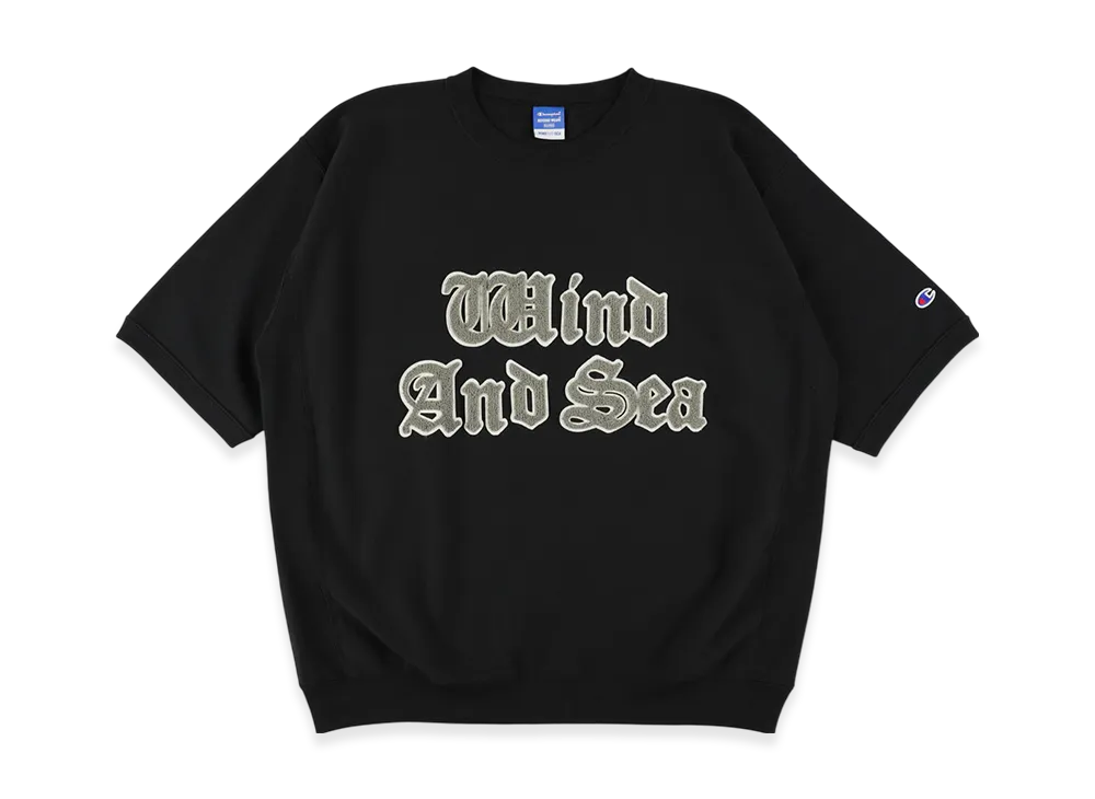 WIND AND SEA x Champion Reverse Weave Chenille Tee "MidnightBlack"