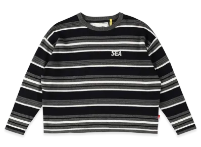 WIND AND SEA x SMOOTHY Border Child Knit Shirt "HeatherGrayNavy"