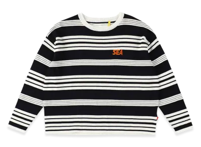 WIND AND SEA x SMOOTHY Border Child Knit Shirt "WhiteNavy"