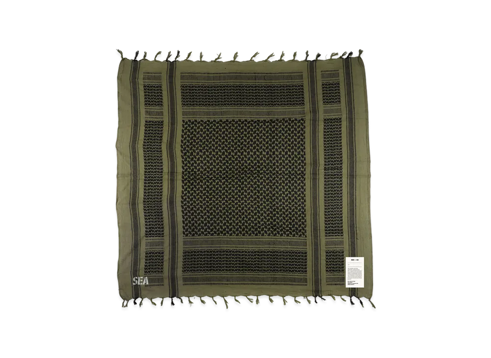 WIND AND SEA Afghan Stole "OliveBlack"