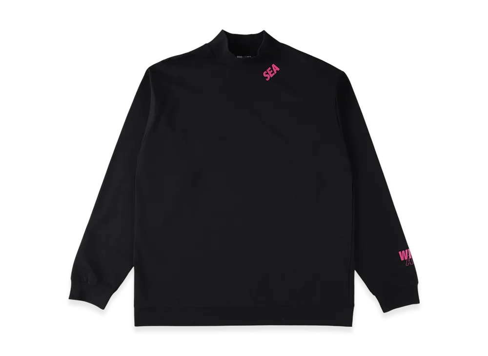 WIND AND SEA CT Mockneck (Cordura(R)) L/S Tee "Black/Pink"