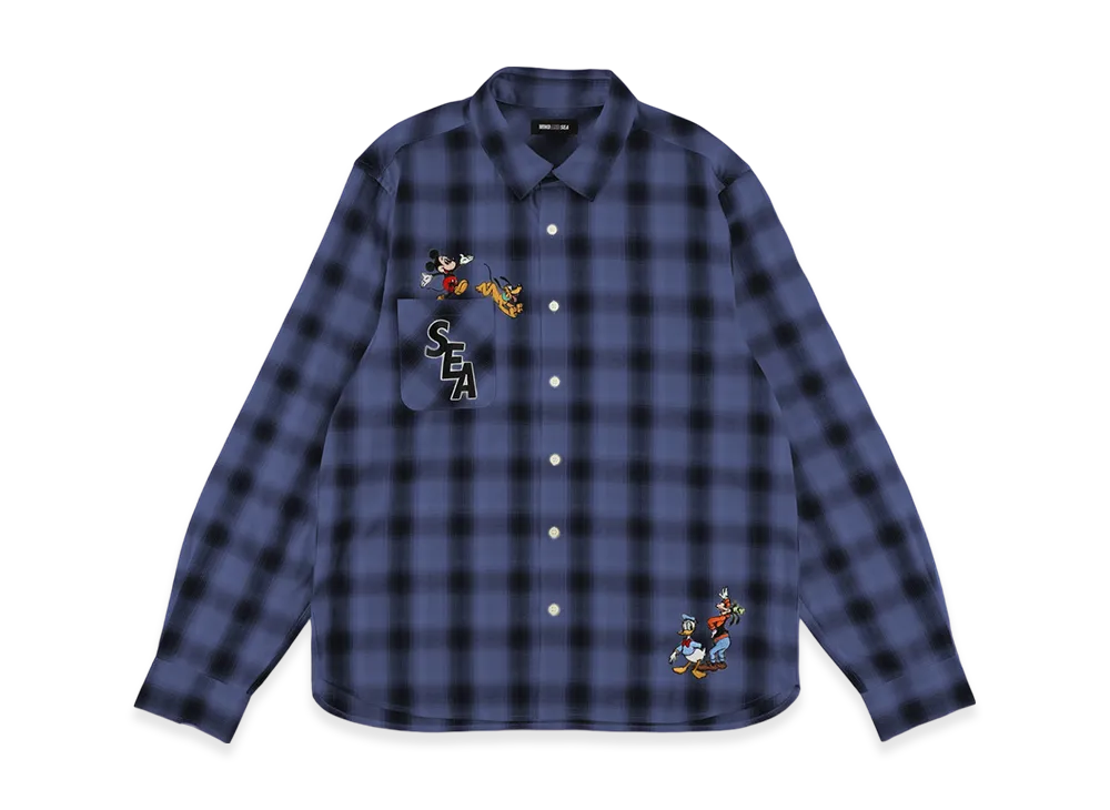 WIND AND SEA Patch Plaid Shirt "Blue"