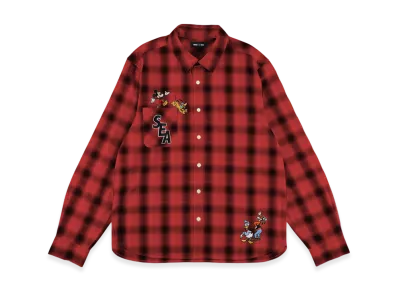 WIND AND SEA Patch Plaid Shirt "Red"