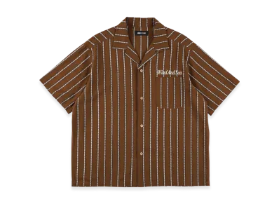 WIND AND SEA Stripe Linen S/S Shirts "Brown"
