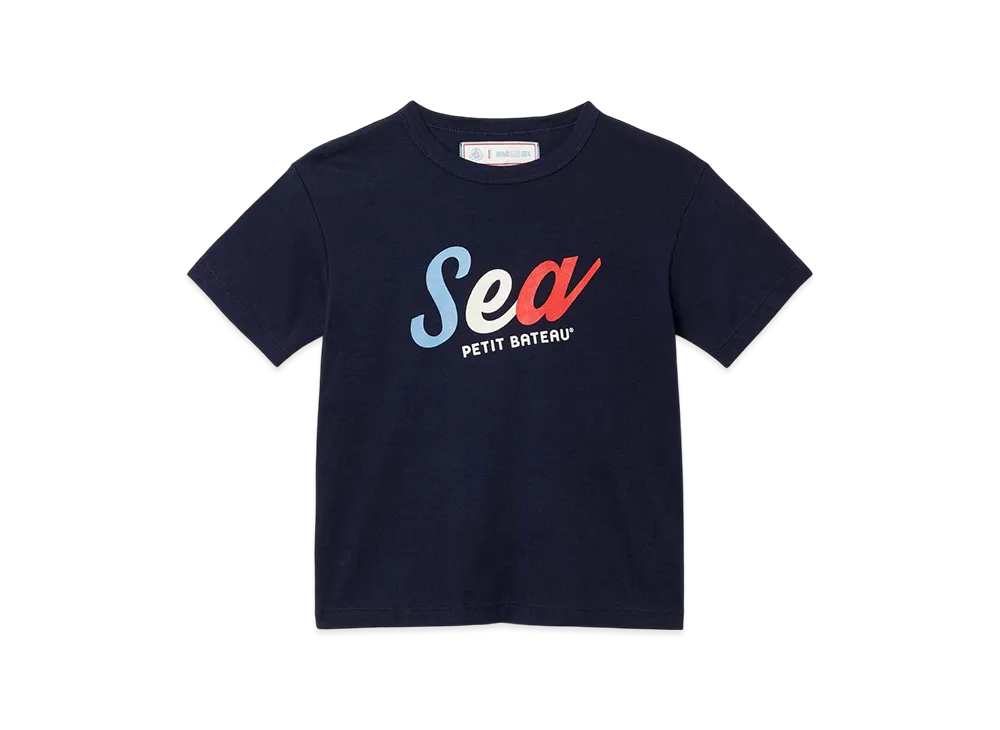 WIND AND SEA x PETIT BATEAU Kids Print Short Sleeve Tee "Navy"