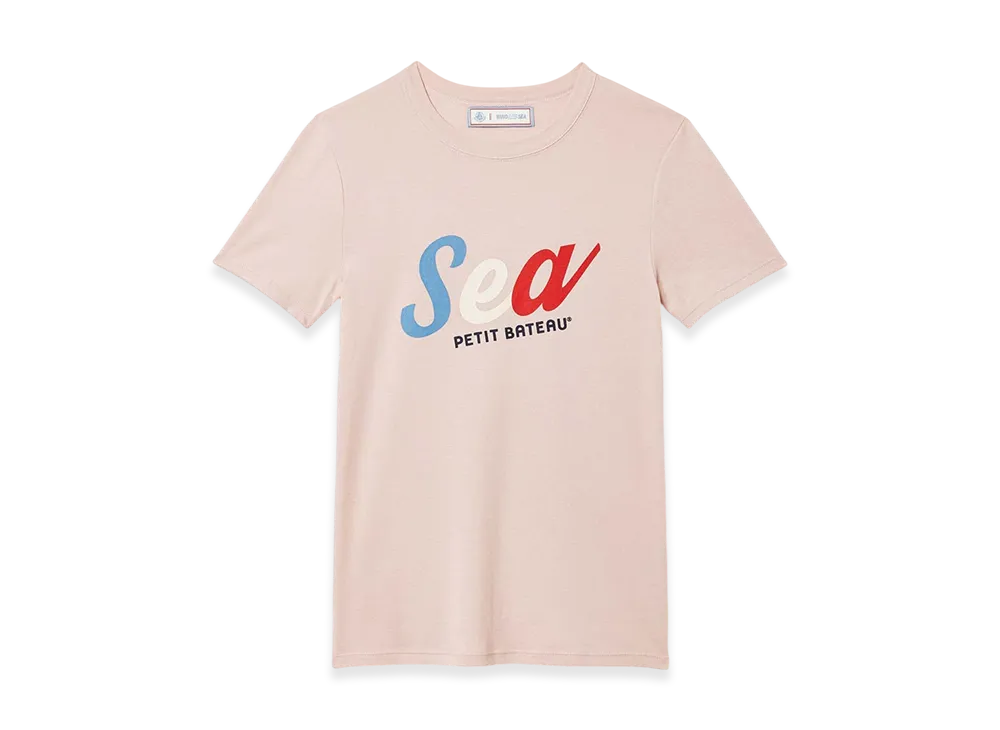 WIND AND SEA x PETIT BATEAU Print Short Sleeve Tee "Pink"