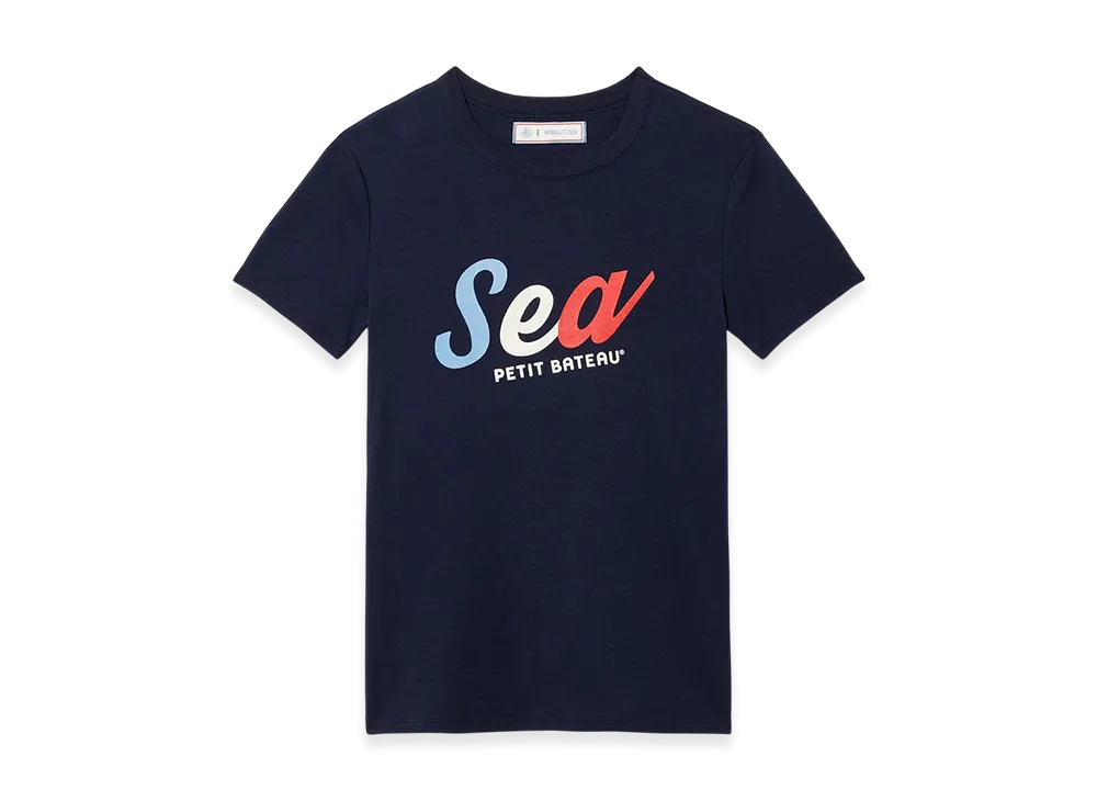 WIND AND SEA x PETIT BATEAU Print Short Sleeve Tee "Navy"
