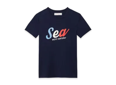 WIND AND SEA x PETIT BATEAU Print Short Sleeve Tee "Navy"