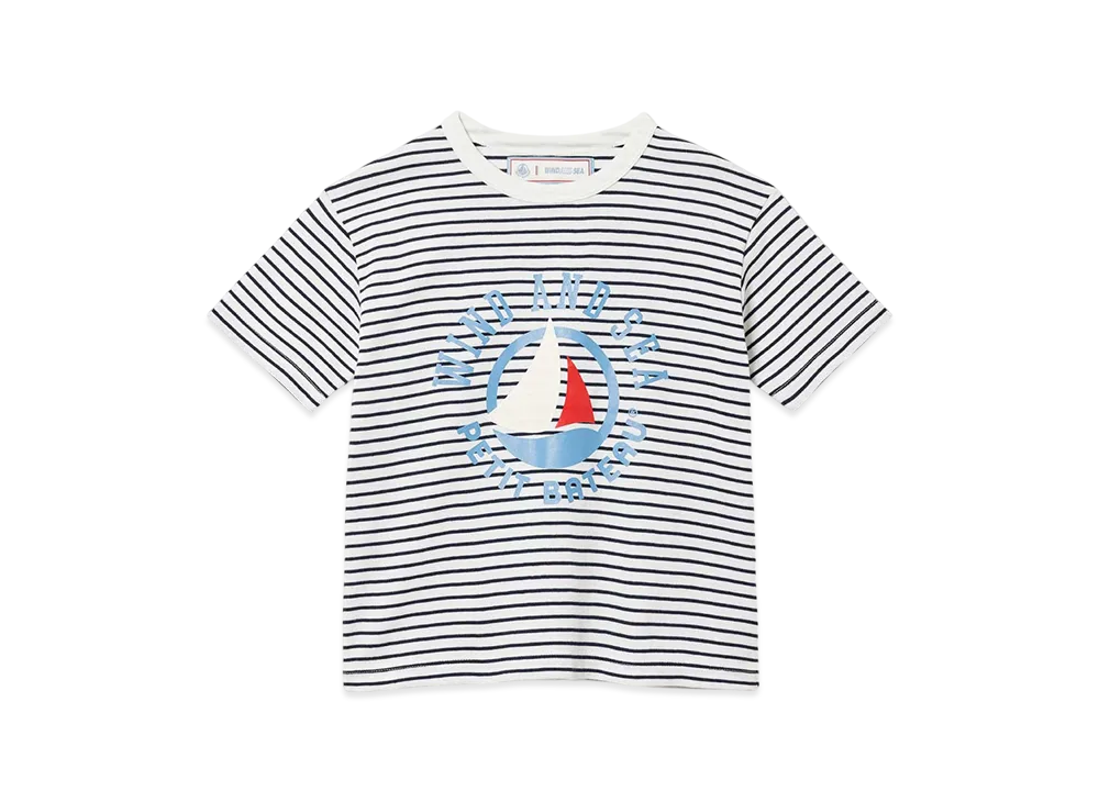 WIND AND SEA x PETIT BATEAU Kids Print Short Sleeve Tee "Off White/Navy"