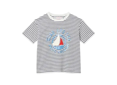 WIND AND SEA x PETIT BATEAU Kids Print Short Sleeve Tee "Off White/Navy"